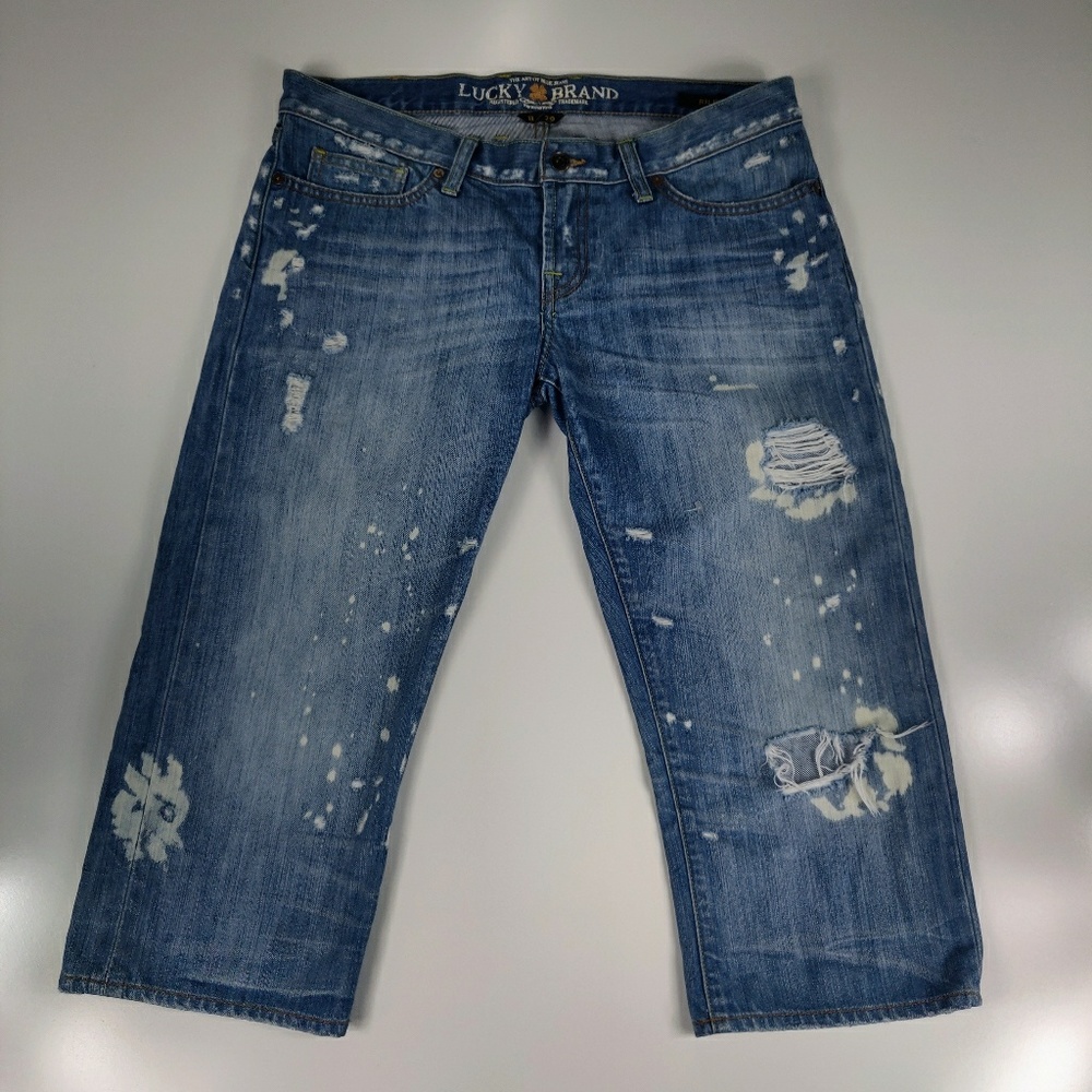 Lucky Brand Distressed Jean Capris Riley  8/29 D13